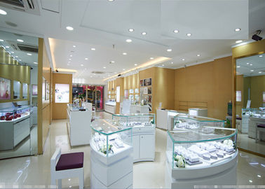 متجر التجزئة المضاءة التجارية مجوهرات الحائط عرض القضية عالية اللون الأبيض اللامع