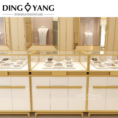 صناعة مخصصة للأزياء الذهبية البيضاء تجارة التجزئة المجوهرات العدادات العرض ، تجارة التجزئة مجوهرات العدادات العرض ، مجهزة مع LED